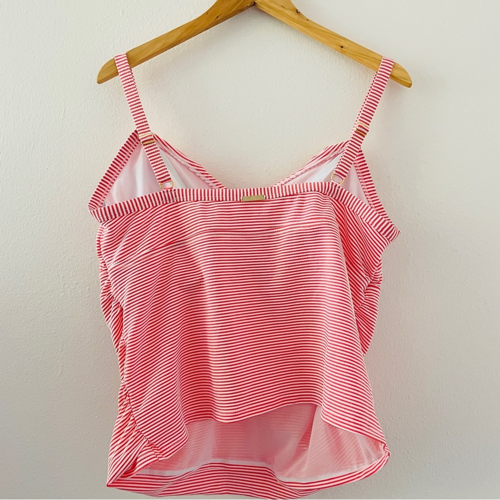 Ralph Lauren Orange Striped Seersucker Ruffle Swim Tankini Bathing Suit Top - Picture 3 of 4